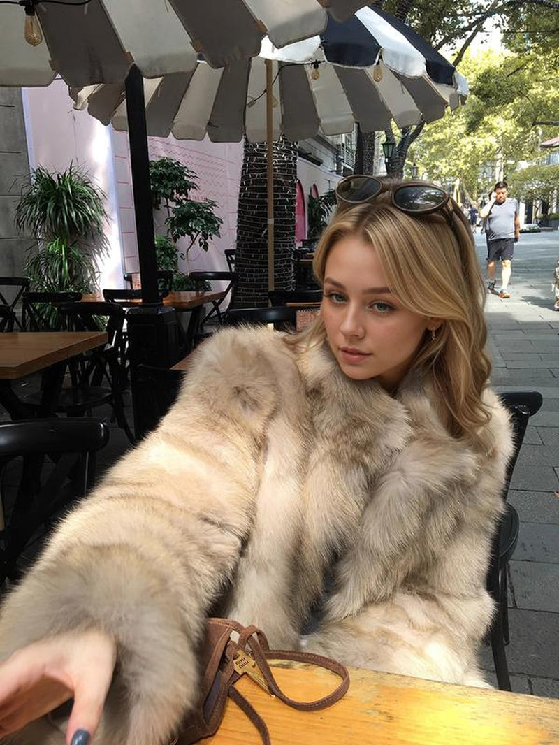 Women'S Faux Fox Fur Coat, Stand Collar Long Sleeve H-Line Cut Thickened Warm Winter Fashion Outerwear, Casual Commuter Style