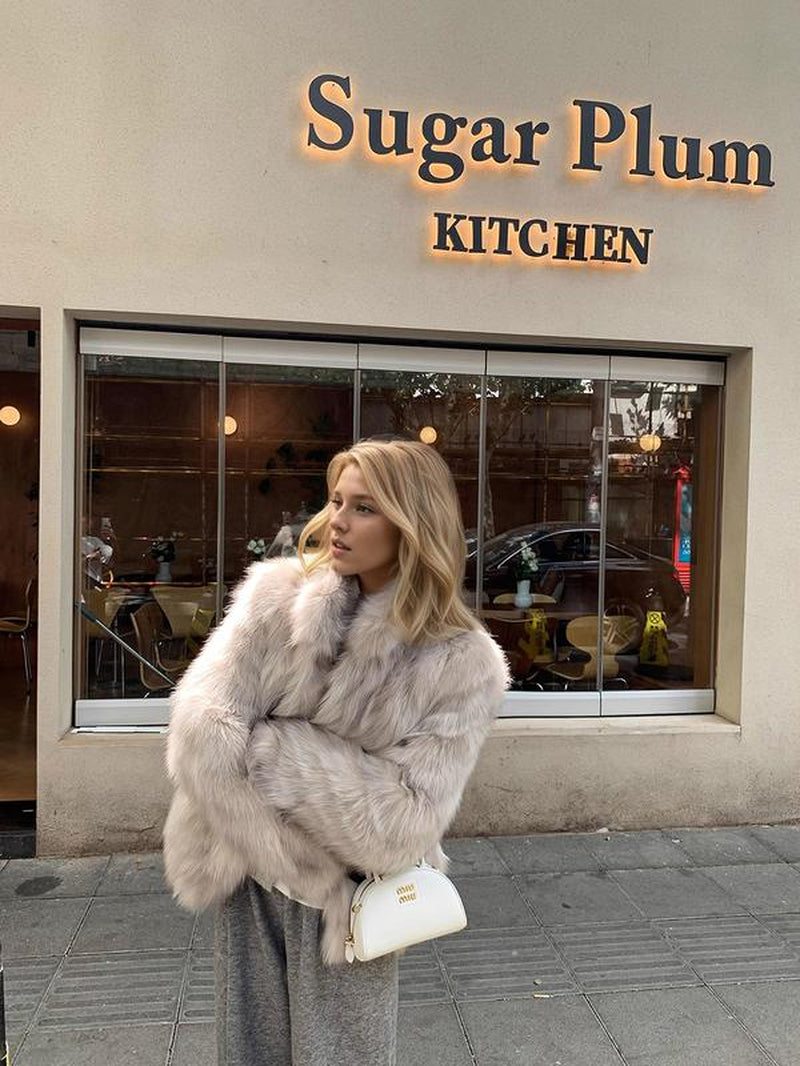Women'S Faux Fox Fur Coat, Stand Collar Long Sleeve H-Line Cut Thickened Warm Winter Fashion Outerwear, Casual Commuter Style